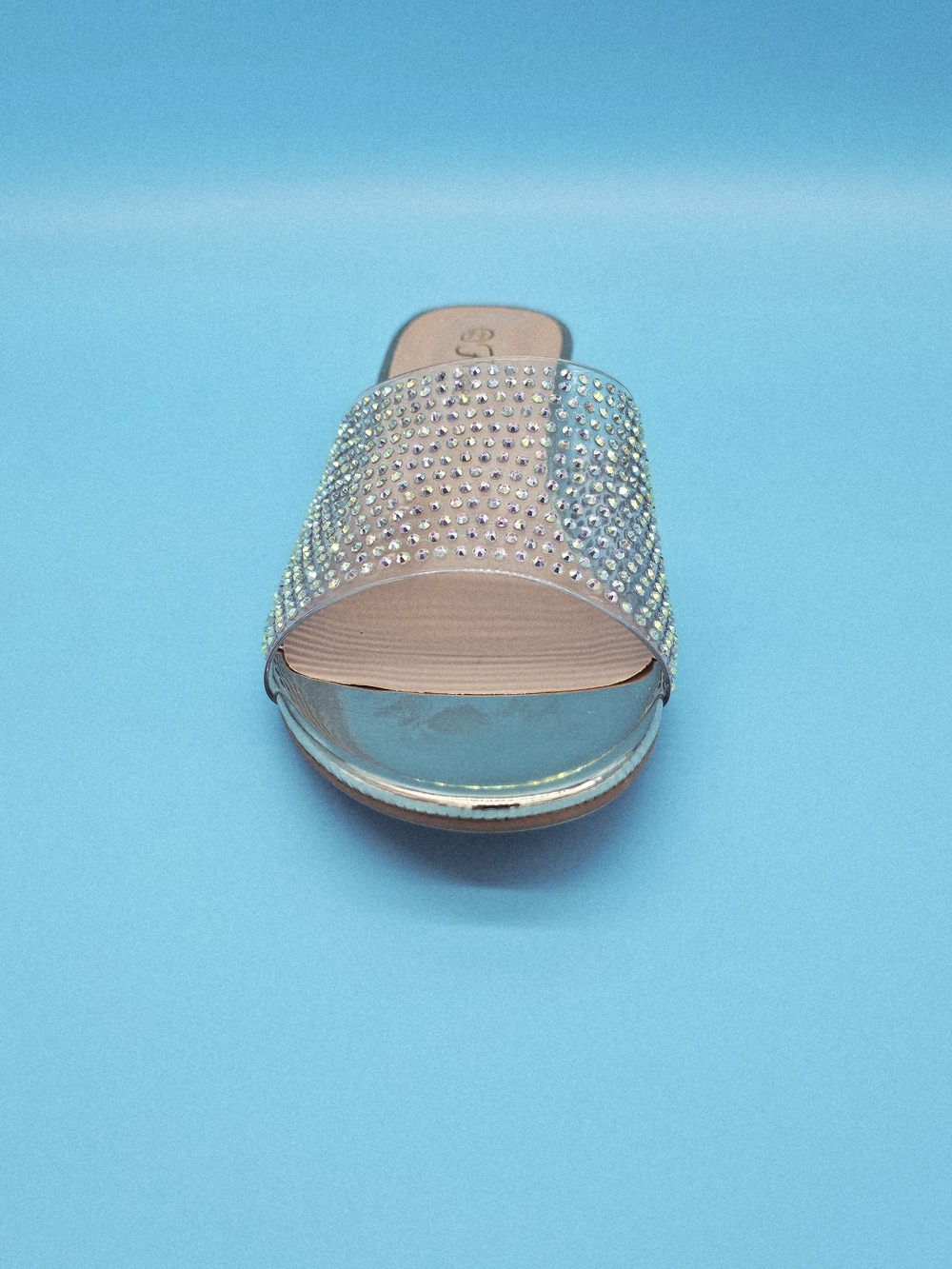 Forever Link Clear Iridescent Rhinestone Slide Mules - Picture 4 of 4